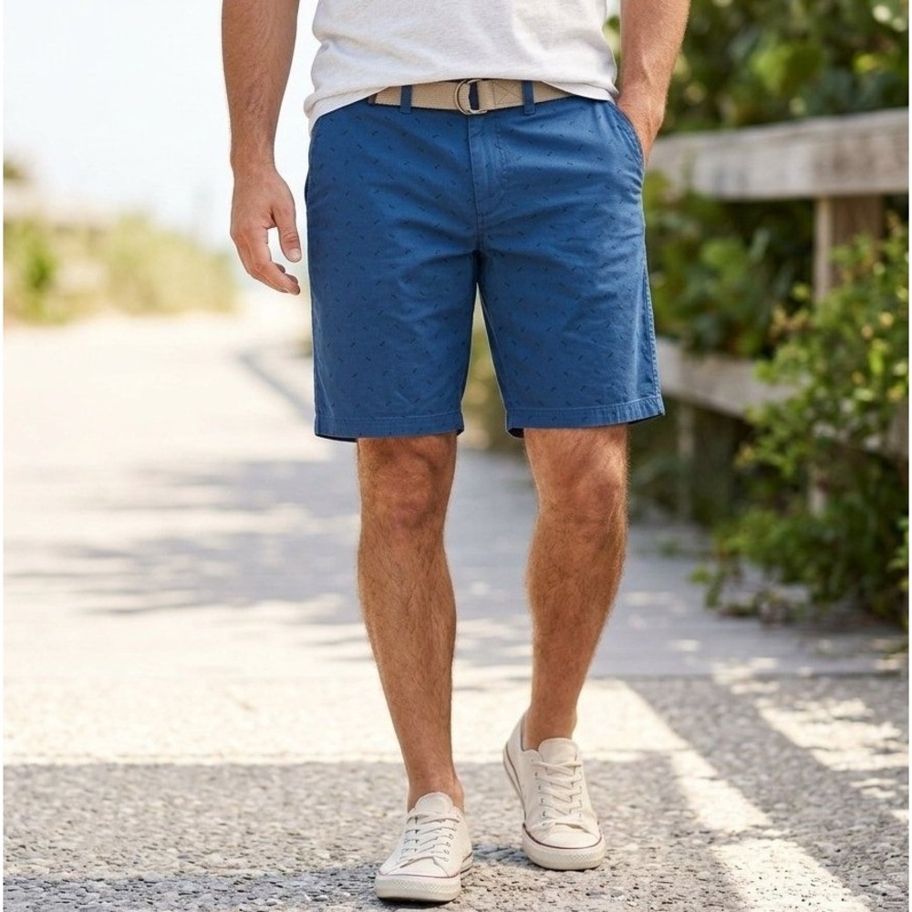 Lululemon Commission Shorts Mens 36 Blue Geometric Diamond Print 10" Chino